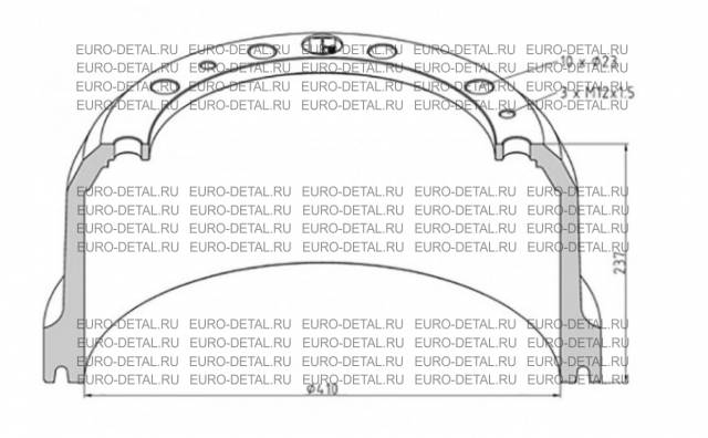 Барабан тормозной МВ передний 410/192/237мм (658 421 00 01 / 016.502-00)