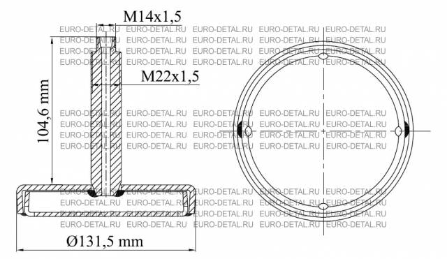 Основание пневморессоры МВ верхнее 131,5x104,6мм грибок (6123200035)